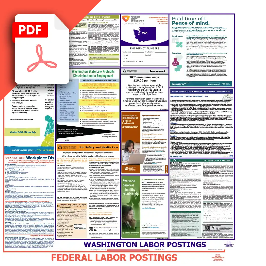 Washington & Federal Labor Law Posters PDF Downloads