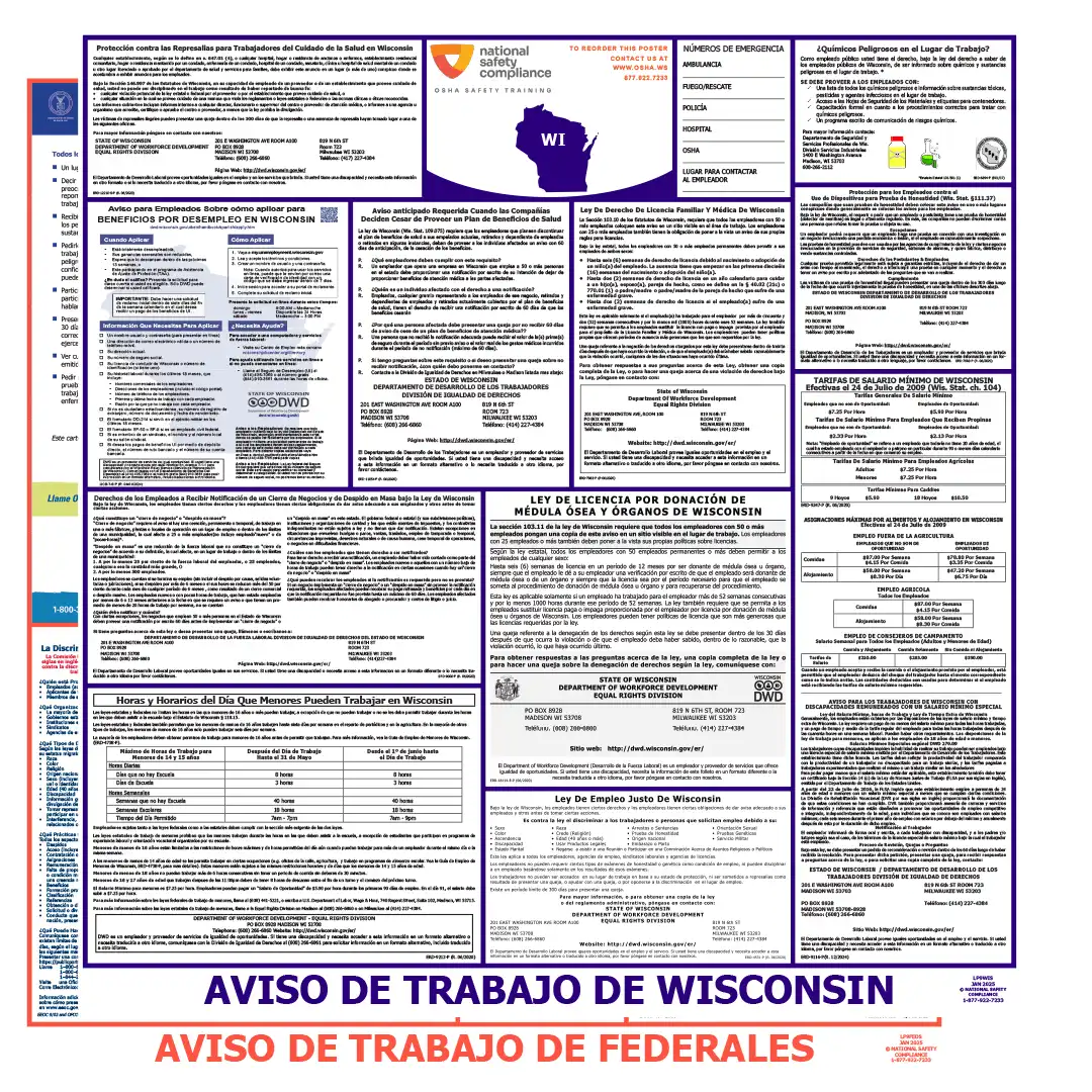 Wisconsin & Federal Labor Law Posters Spanish