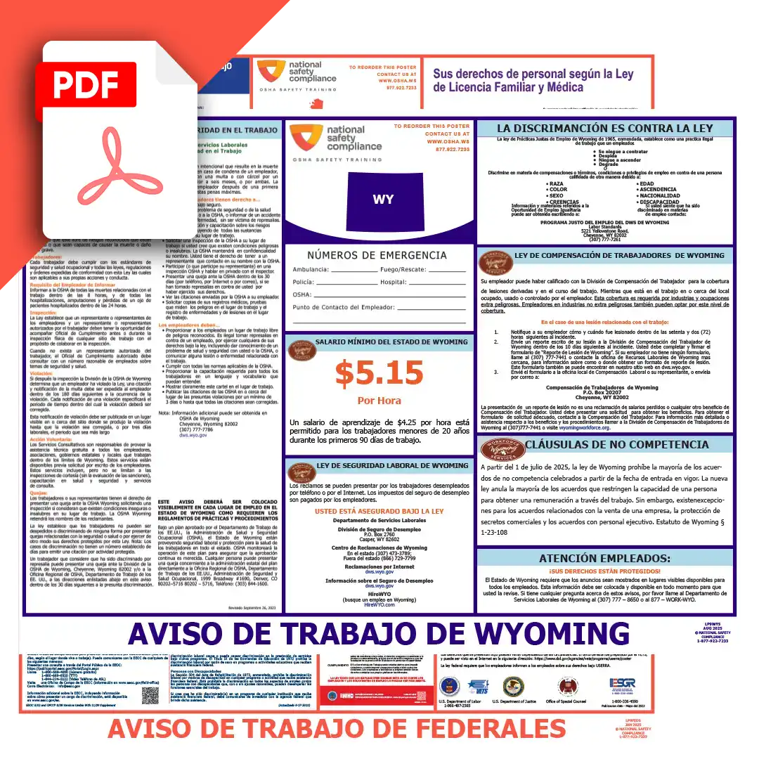 Wyoming & Federal Spanish Labor Law Posters PDF Downloads
