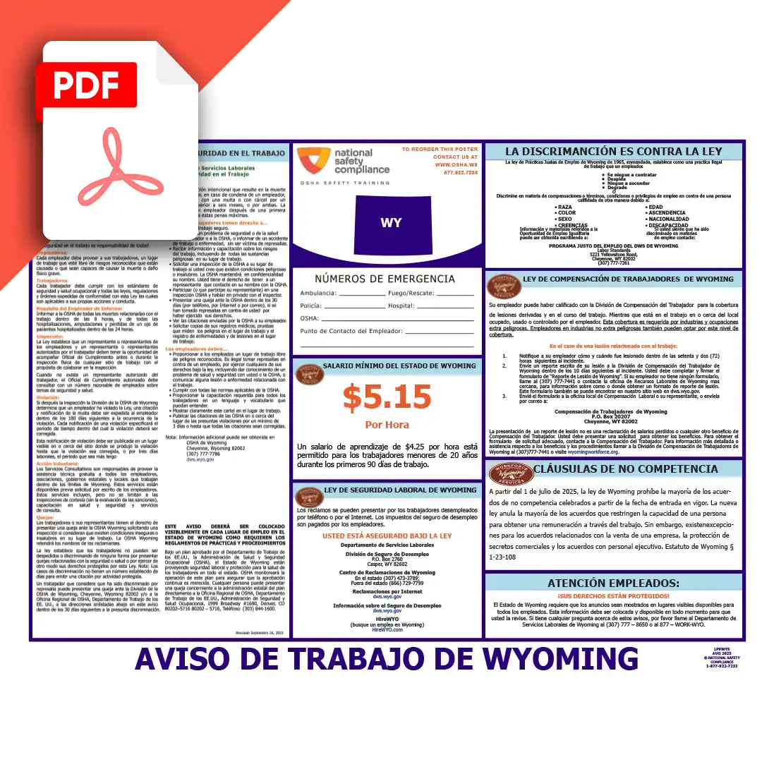 Wyoming Spanish Labor Law Posters