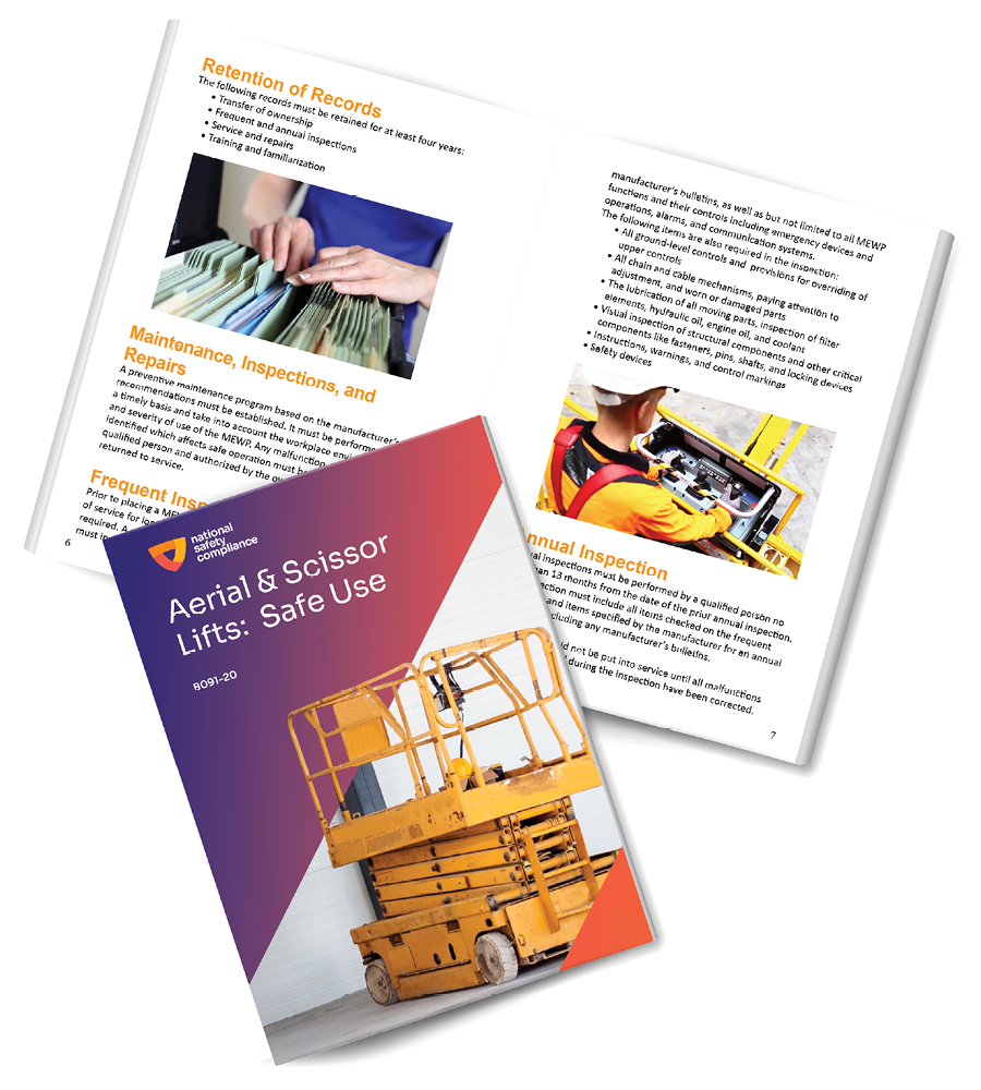 Aerial and Scissor Lifts (MEWP Safe Use) Employee Training Booklets (pkg of 10)