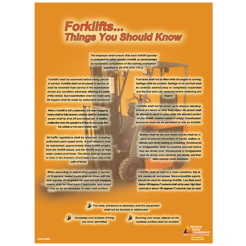 Forklift... Things You Should Know Safety Poster